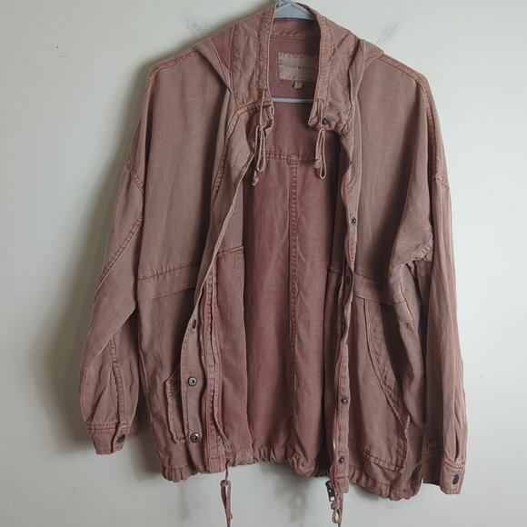 Utility Spring Anorak Jacket with Hoodie Size Small Blush Red - Picture 2 of 12